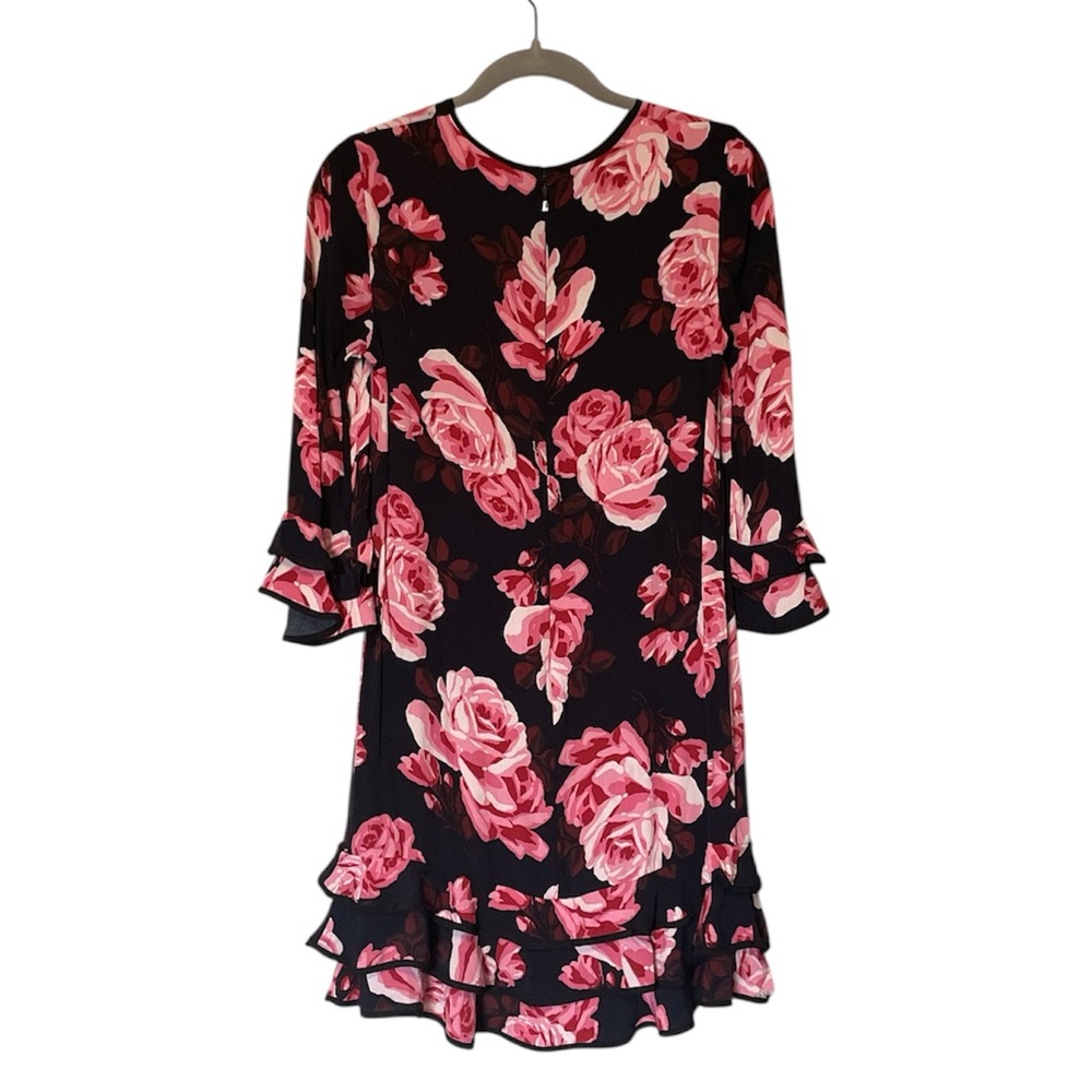 Kate Spade Rambling Colorful Rose Floral Ruffle Rosa Shift Dress Size Small H-8 - Picture 3 of 5